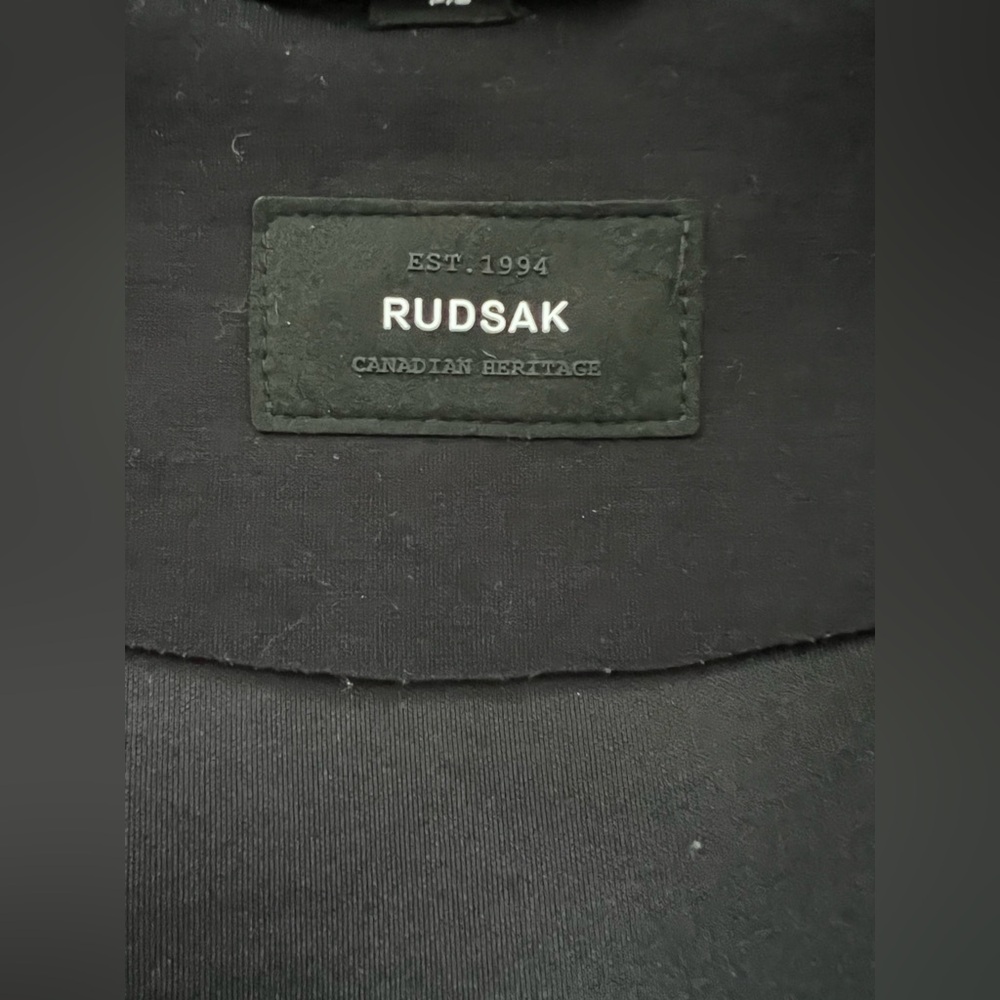 RUDSAK Black Draped Open-Front Jacket with Leather Trim – Modern Statement - Picture 12 of 16